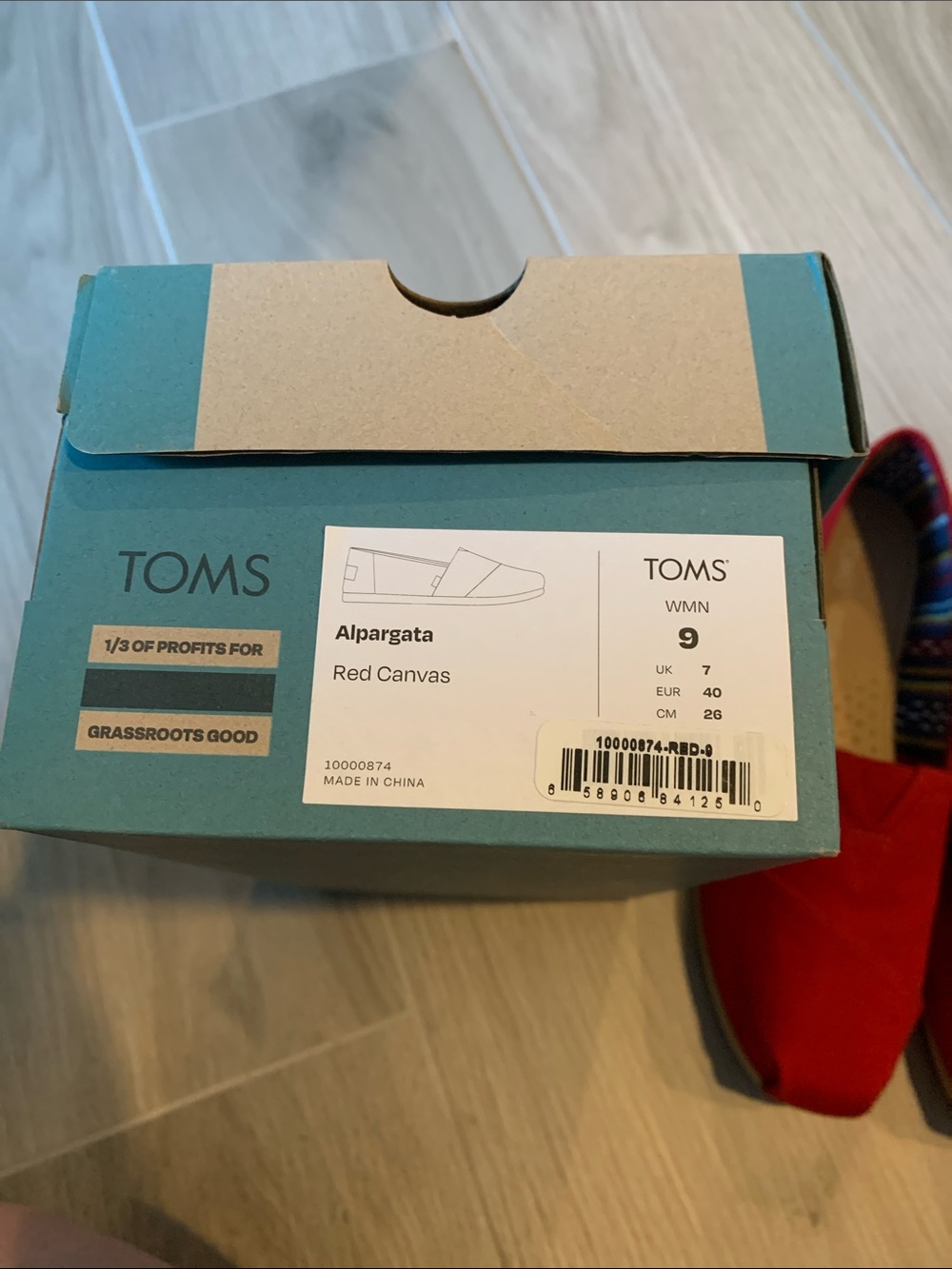 TOMS Women's Red Canvas Slip-On Loafers - Picture 2 of 2